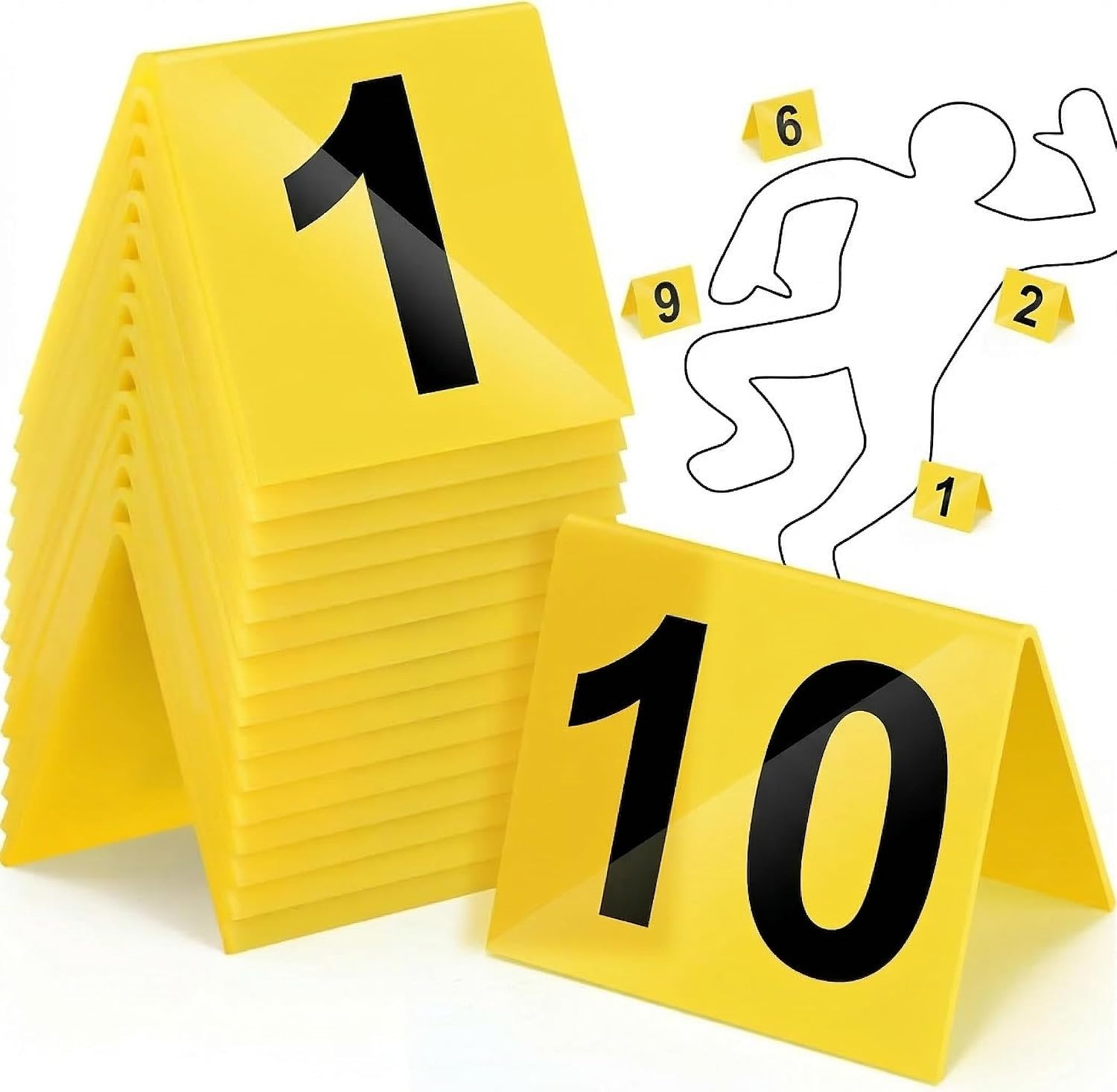 Party Games No Props - Yellow Halloween Crime Scene Number Markers