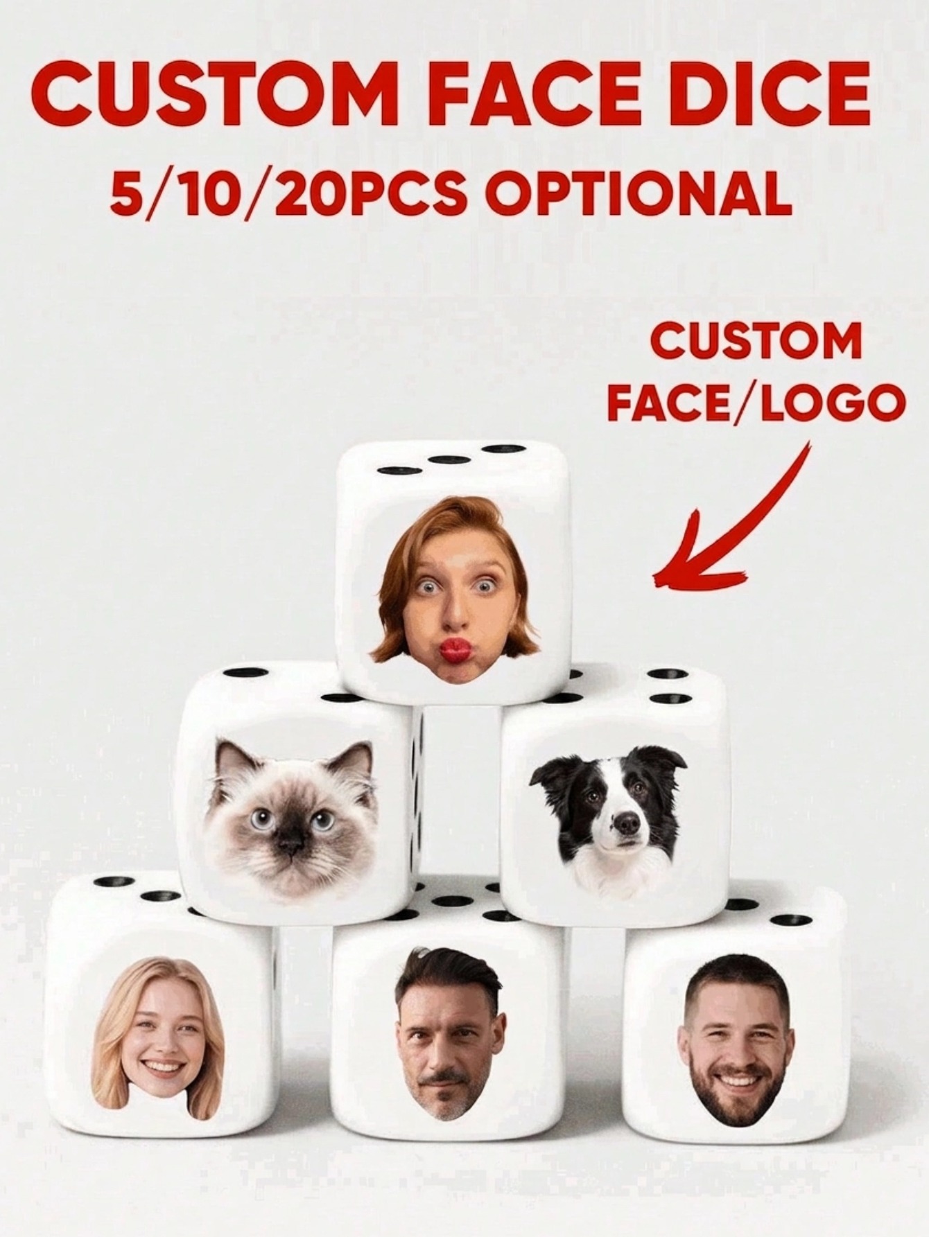 Party Games Event - Custom Face Dice Personalized Face Dice