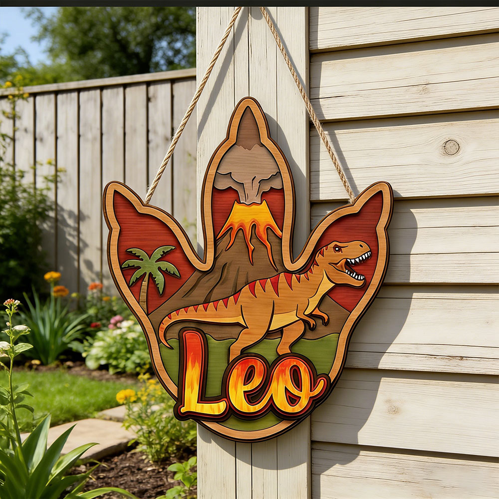 Party Games Shop - Personalized 3D T-Rex Dinosaur Name Wooden