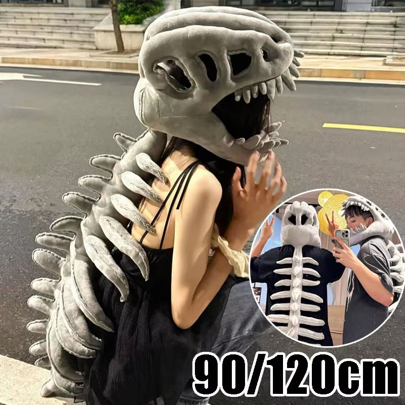 Party Games For Adults And Kids - Dinosaur Skeleton Plush Hoodie with Mask