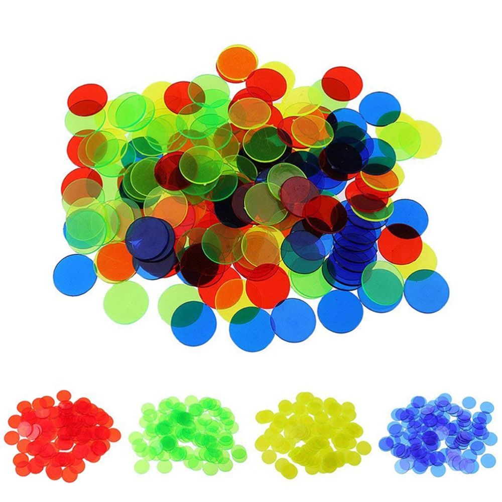 Party Games Bingo - 100Pcs Plastic Round Counting Chips Transparent
